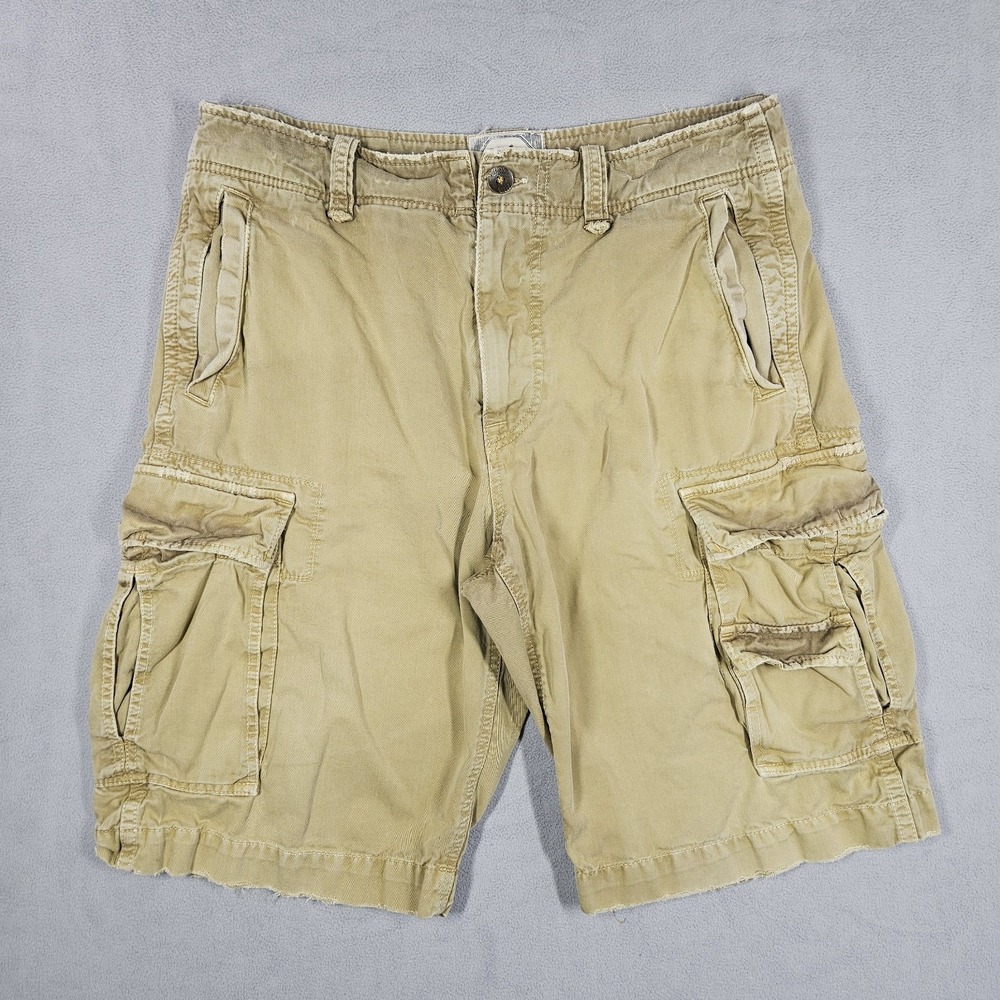 American Eagle Type AE3 Heavy Cargo Shorts Mens 32 (Fits 35) Tan Army Y2K Worn
